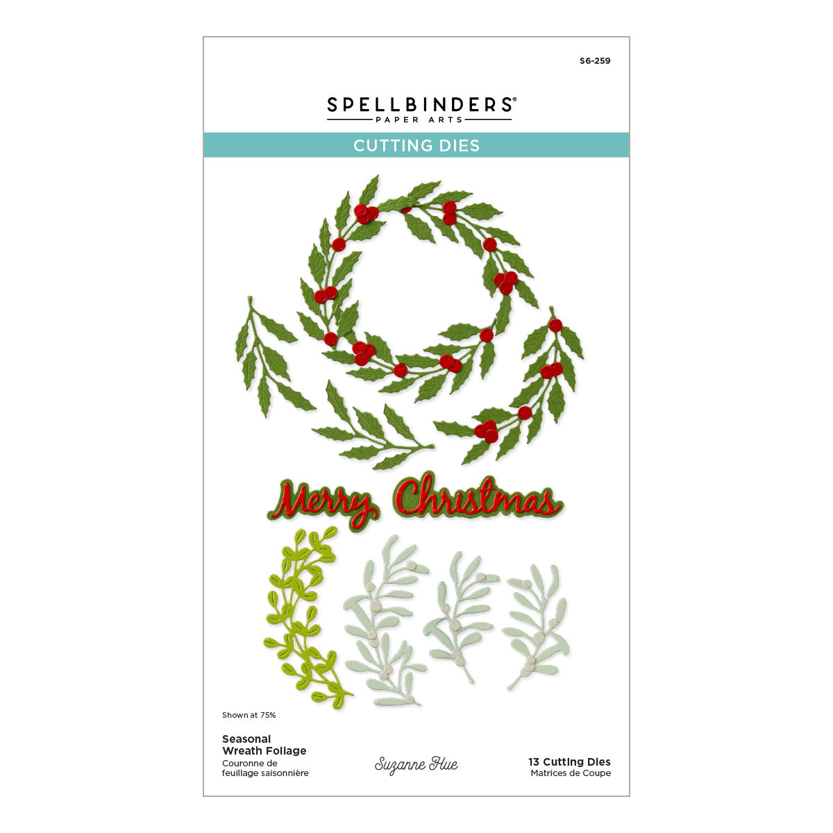 Spellbinders - Seasonal Wreath Foliage Etched Dies from the Texture & Foliage Collection by Suzanne Hue