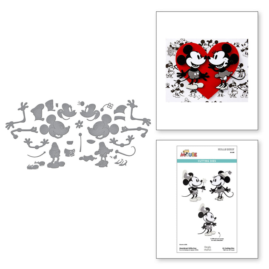 Spellbinders - Steamboat Willie Duo Etched Dies from the Say Cheese Classic Mouse Collection