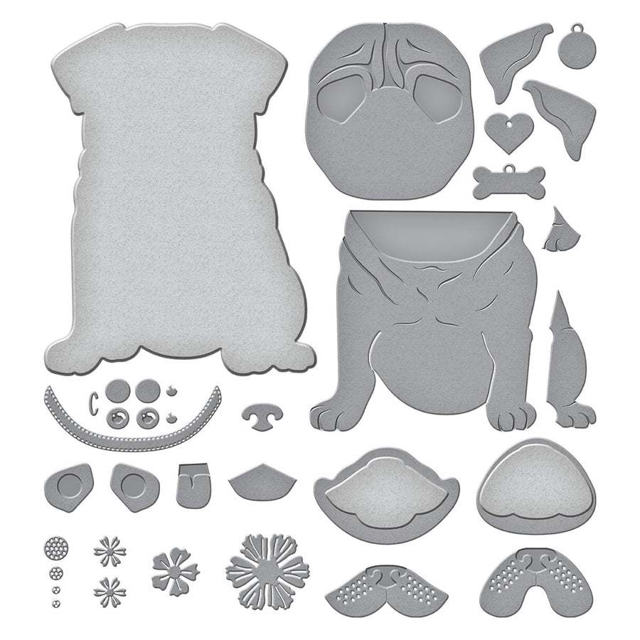 Spellbinders - Big Pug Etched Dies from the Bibi's Cats and Pugs Collection by Bibi Cameron