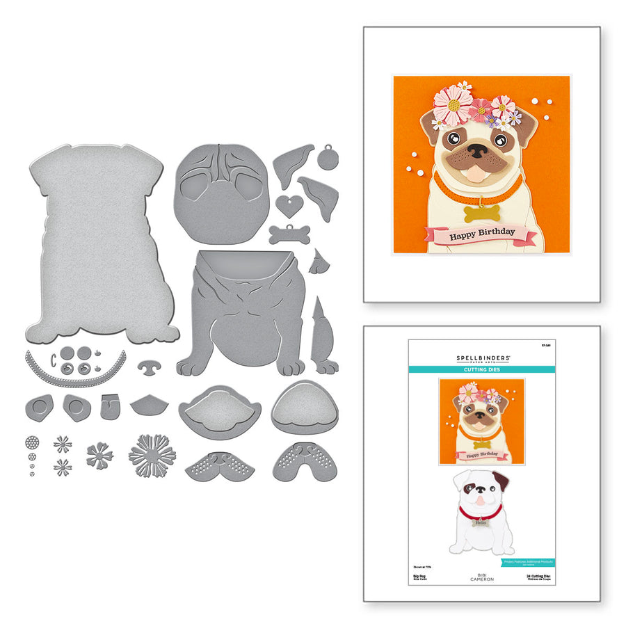 Spellbinders - Big Pug Etched Dies from the Bibi's Cats and Pugs Collection by Bibi Cameron