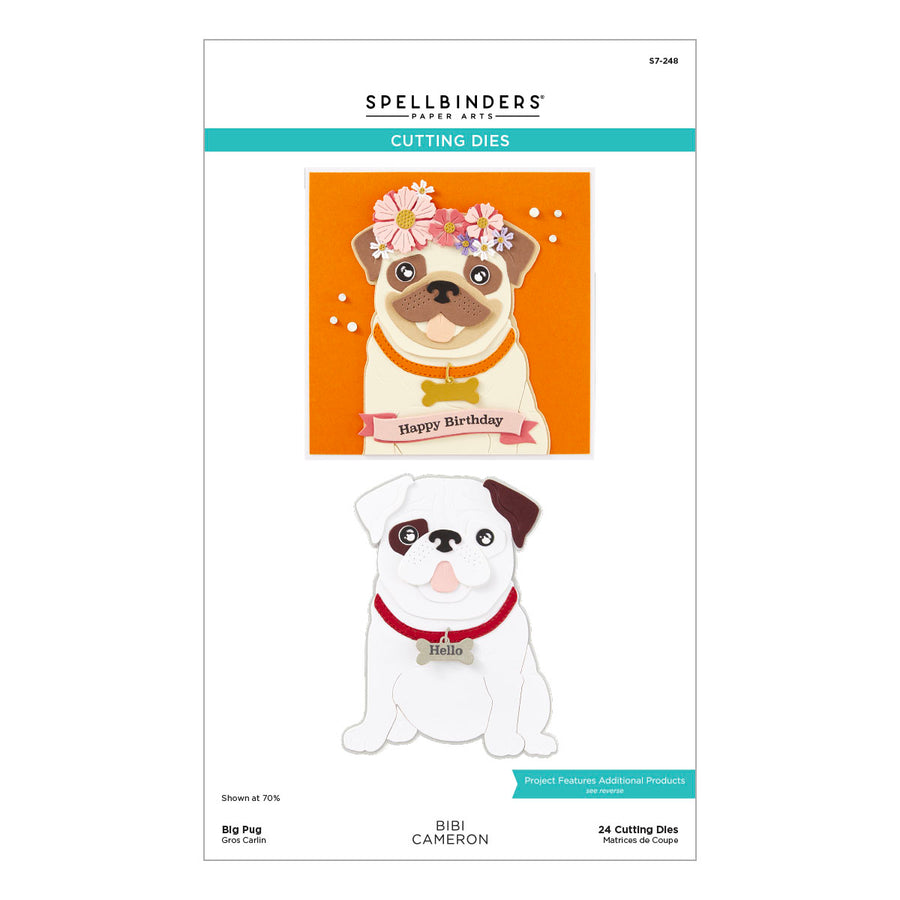 Spellbinders - Big Pug Etched Dies from the Bibi's Cats and Pugs Collection by Bibi Cameron