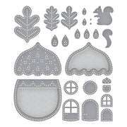 Spellbinders - Felt Autumn Acorn House Etched Dies from the Felt Stitch & Create Collection by Nicole Spohr