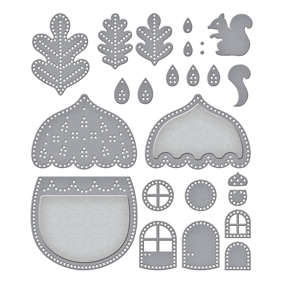 Spellbinders - Felt Autumn Acorn House Etched Dies from the Felt Stitch & Create Collection by Nicole Spohr