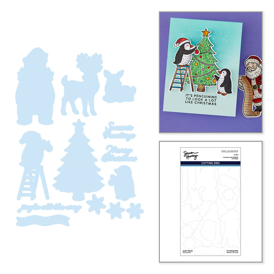 Spellbinders - Polar Friends Stamp and Die Bundle by Simon Hurley