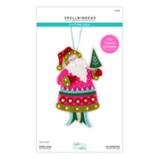 Spellbinders Paper Arts Cutting Dies featuring a festive Santa Claus ornament design in bright pink, green, red, and white, with a pink 'Full Tutorial Available' badge. Spellbinders Festive Santa Etched Dies by Lolli & Grace