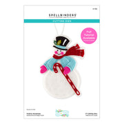 Spellbinders Festive Snowman Etched Dies by Lolli & Grace, featuring a felt snowman applique on its retail packaging card.