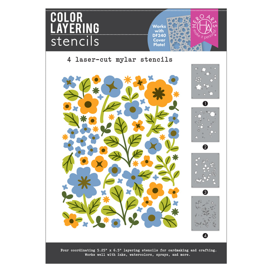 Hero Arts - Meadow Blooms Die & Stencil Bundle