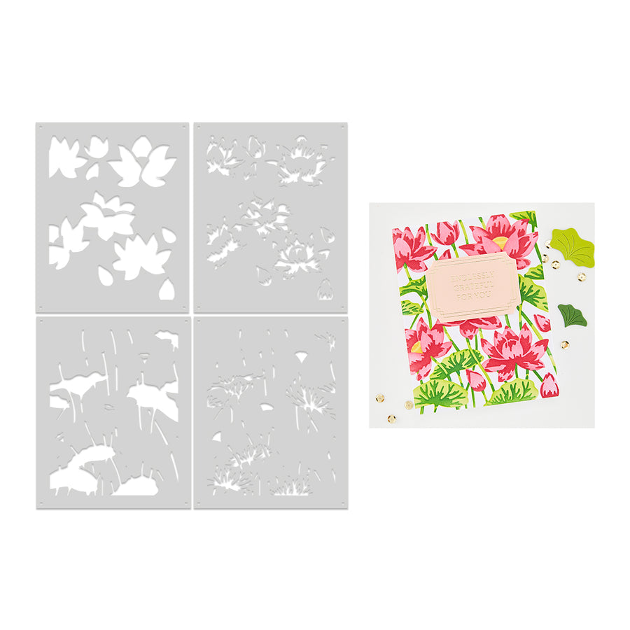Hero Arts - Lotus Field Layering Stencil Set