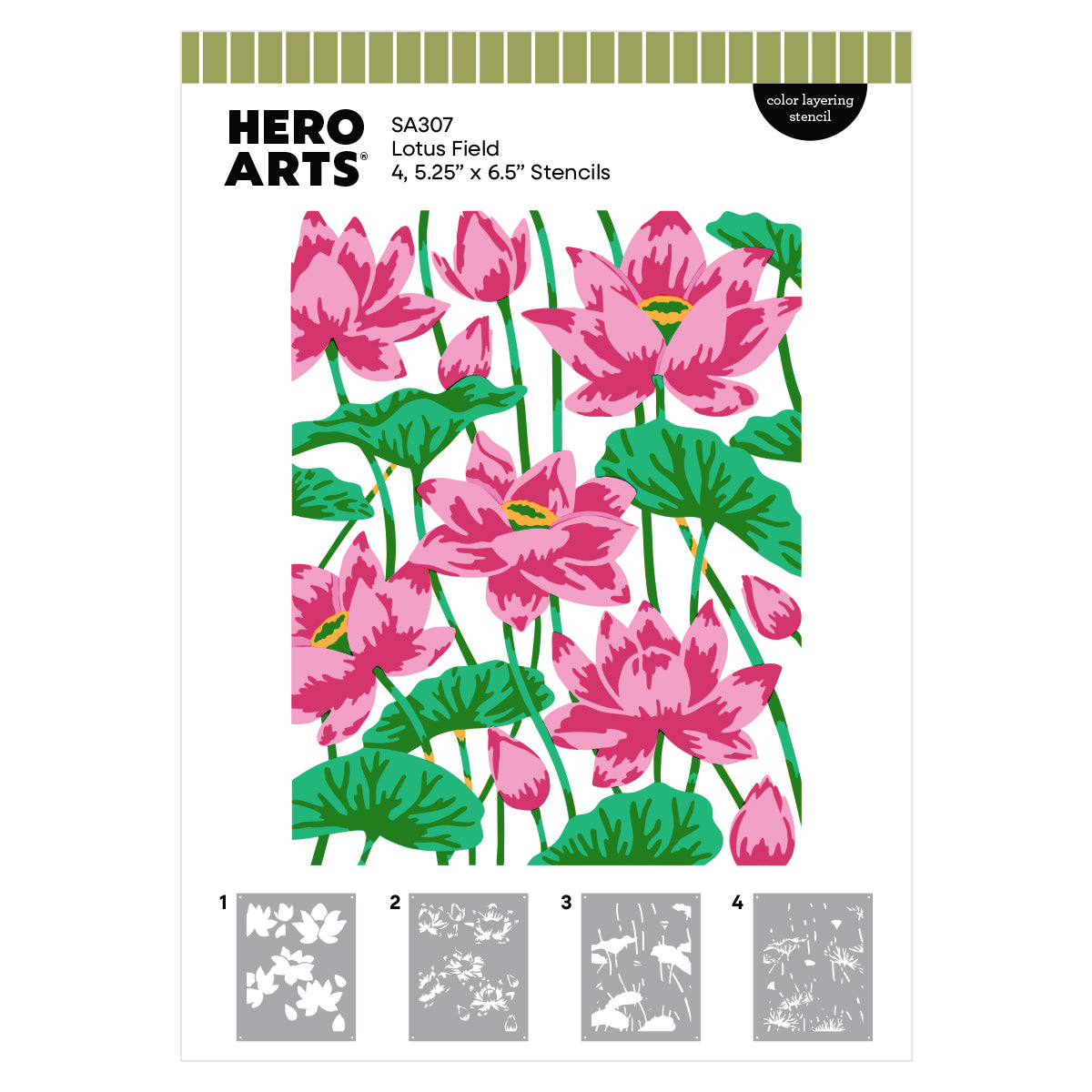 Hero Arts - Lotus Field Layering Stencil Set