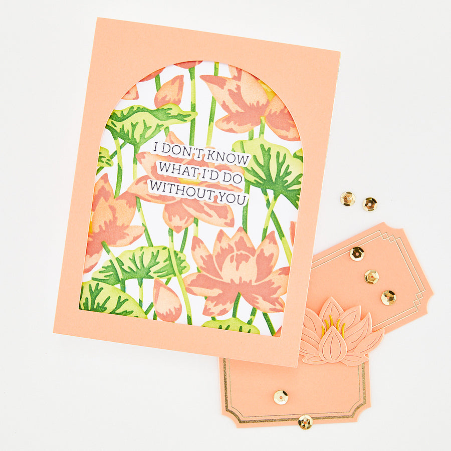 Hero Arts - Lotus Field LetterPress + Foil Plate & Stencil Bundle