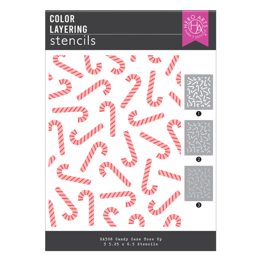 Hero Arts - Candy Cane Toss Up Stencil from the Candy Cane Season Collection