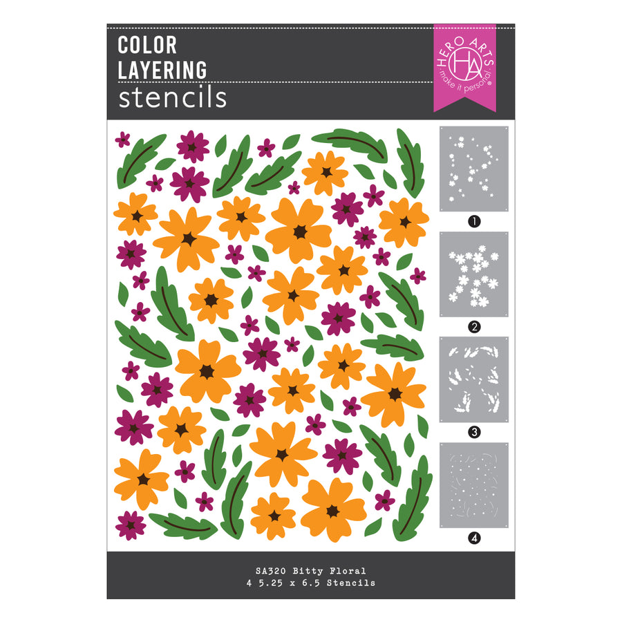 Hero Arts - Bitty Floral Layering Stencils
