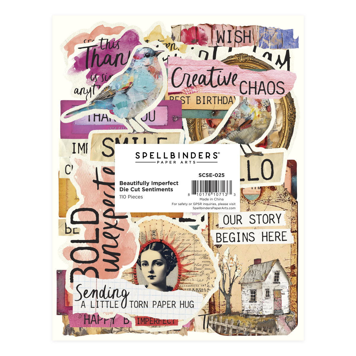 Spellbinders - Beautifully Imperfect Die Cut Sentiments - 110 pc