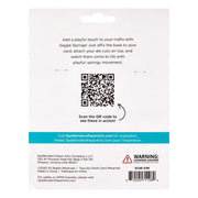 Back of a Giggies Spring Card package by Spellbinders Paper Arts, showing product instructions, a QR code, website text, and a choking hazard warning on a white card.