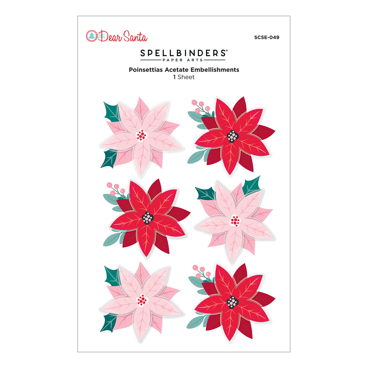 Spellbinders - Dear Santa Poinsettias Dimensional Stickers