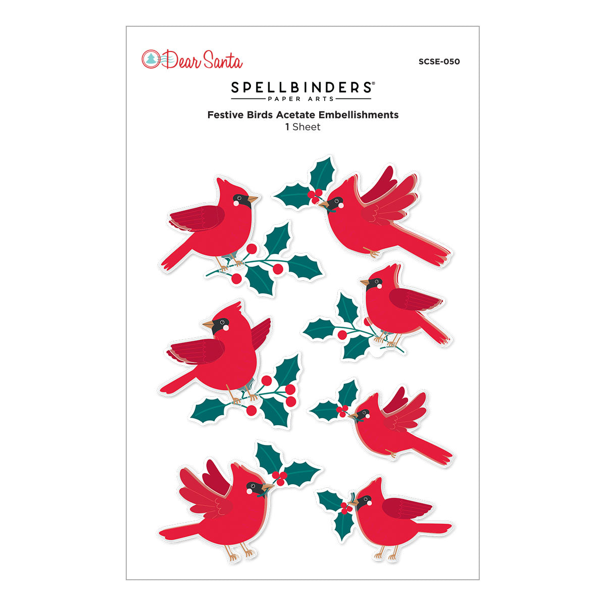 Spellbinders - Dear Santa Festive Birds Dimensional Stickers