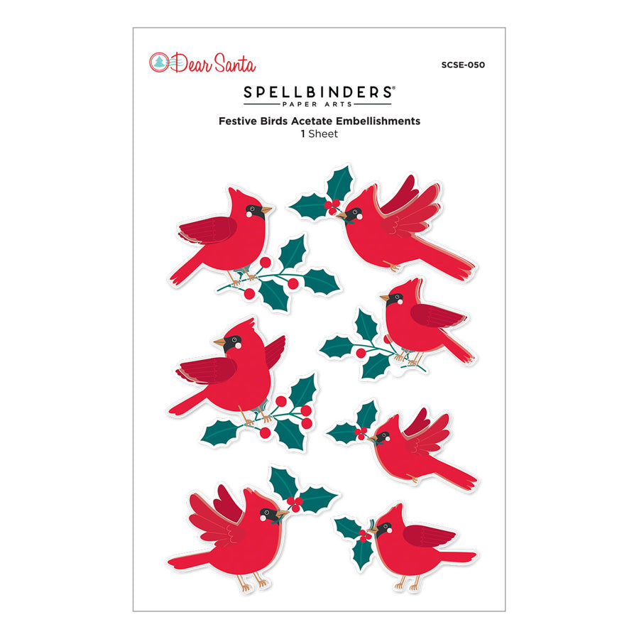 Spellbinders - Dear Santa Festive Birds Dimensional Stickers