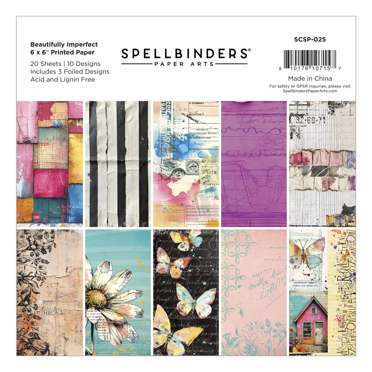 Spellbinders - Beautifully Imperfect 6 x 6" Printed Paper