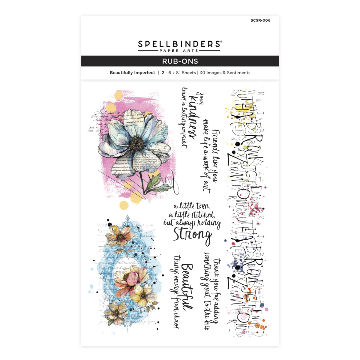 Spellbinders - Beautifully Imperfect Rub Ons from the Beautifully Imperfect Collection