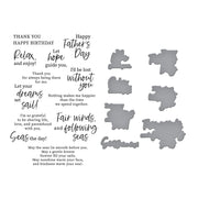 Spellbinders - Fair Winds Sentiments Clear Stamp and Die Set from the Fair Winds Collection by Dawn Woleslagle