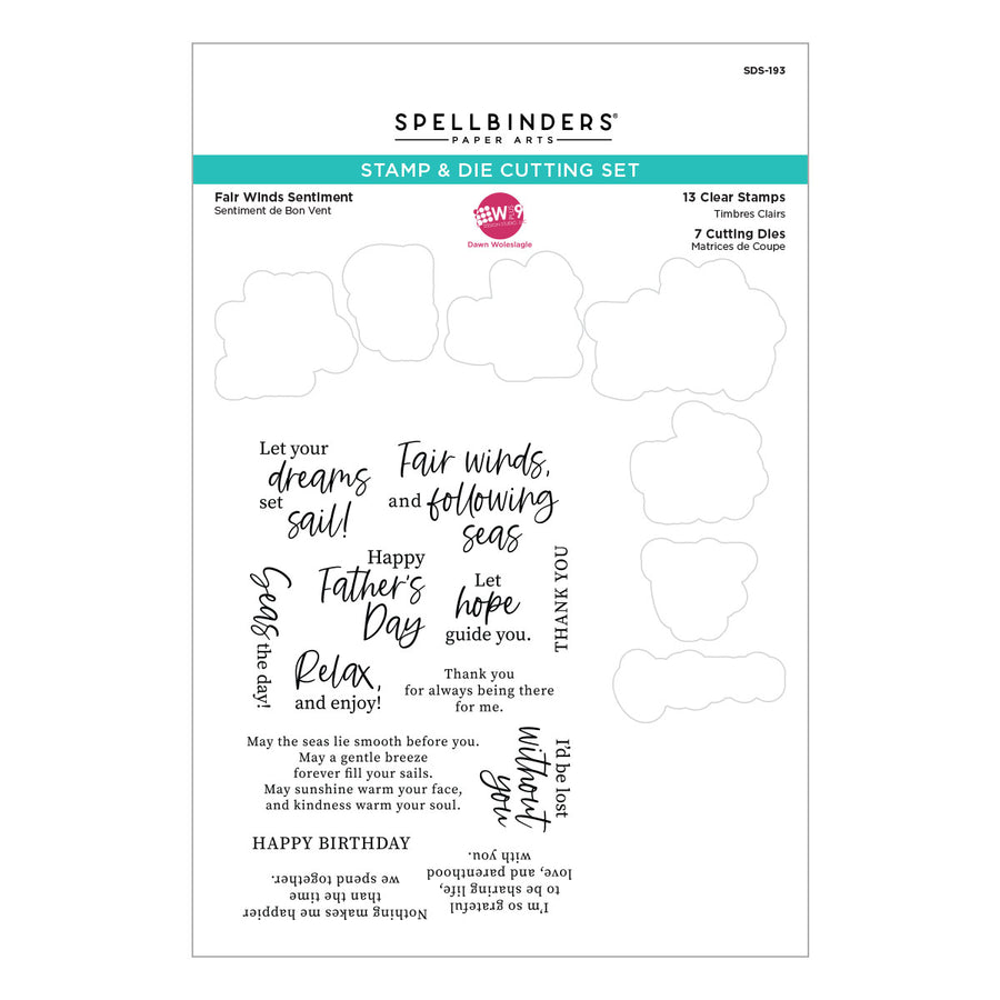 Spellbinders Fair Winds Sentiments Clear Stamp and Die Set from the Fair Winds Collection by Dawn Woleslagle