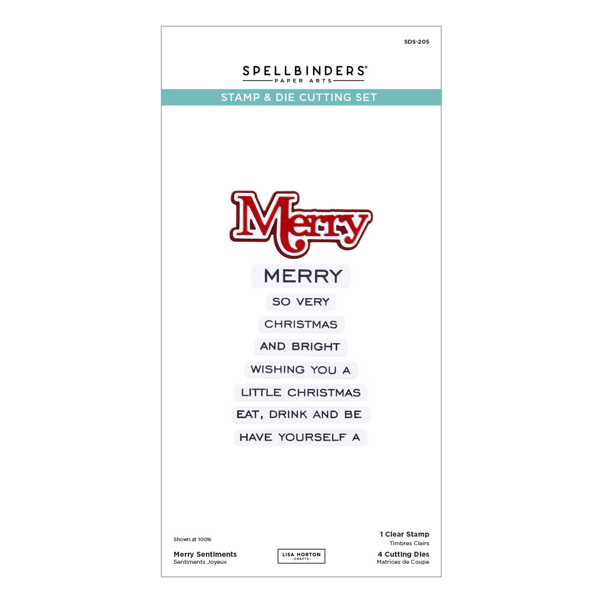 Spellbinders - Merry Sentiments Clear Stamp & Die Set from the All About Christmas Collection by Lisa Horton