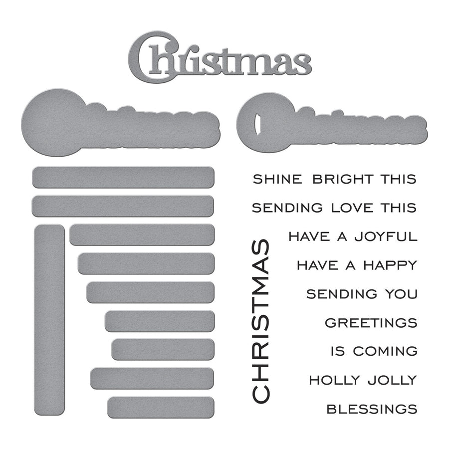 Spellbinders - Christmas Sentiments Clear Stamp & Die Set from the All About Christmas Collection by Lisa Horton