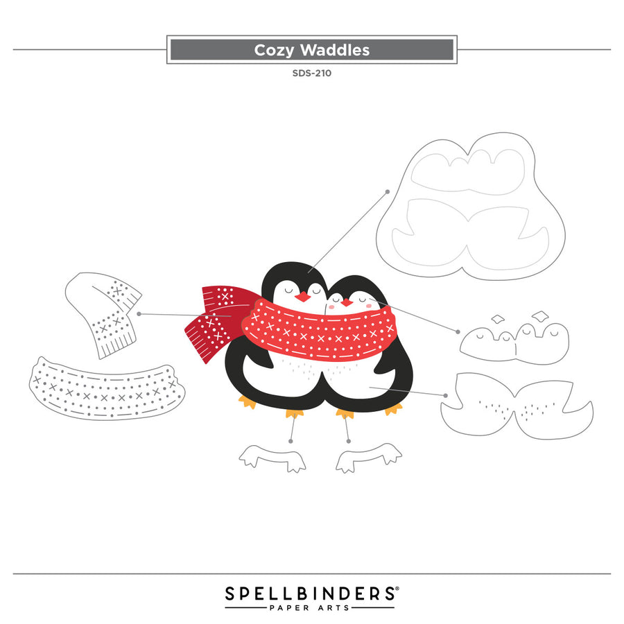 Spellbinders - Cozy Waddles Clear Stamp & Die Set from the Merry Mischief Collection