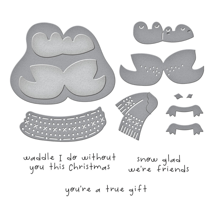 Spellbinders - Cozy Waddles Clear Stamp & Die Set from the Merry Mischief Collection