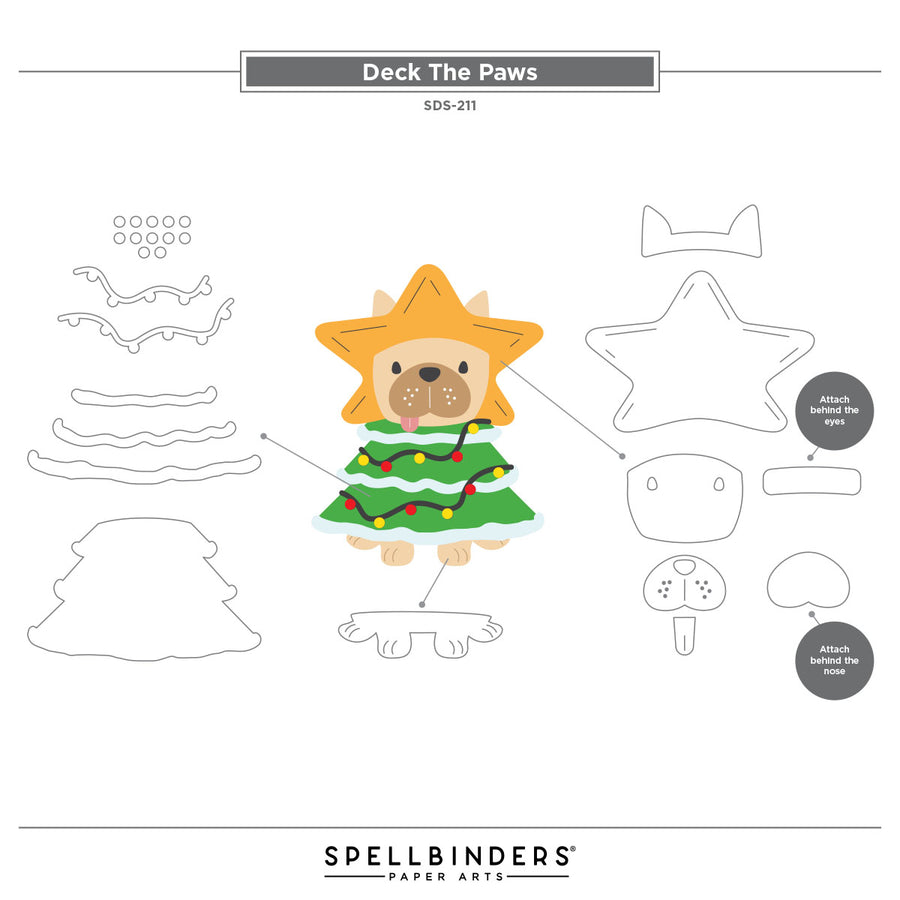Spellbinders - Deck the Paws Clear Stamp & Die Set from the Merry Mischief Collection