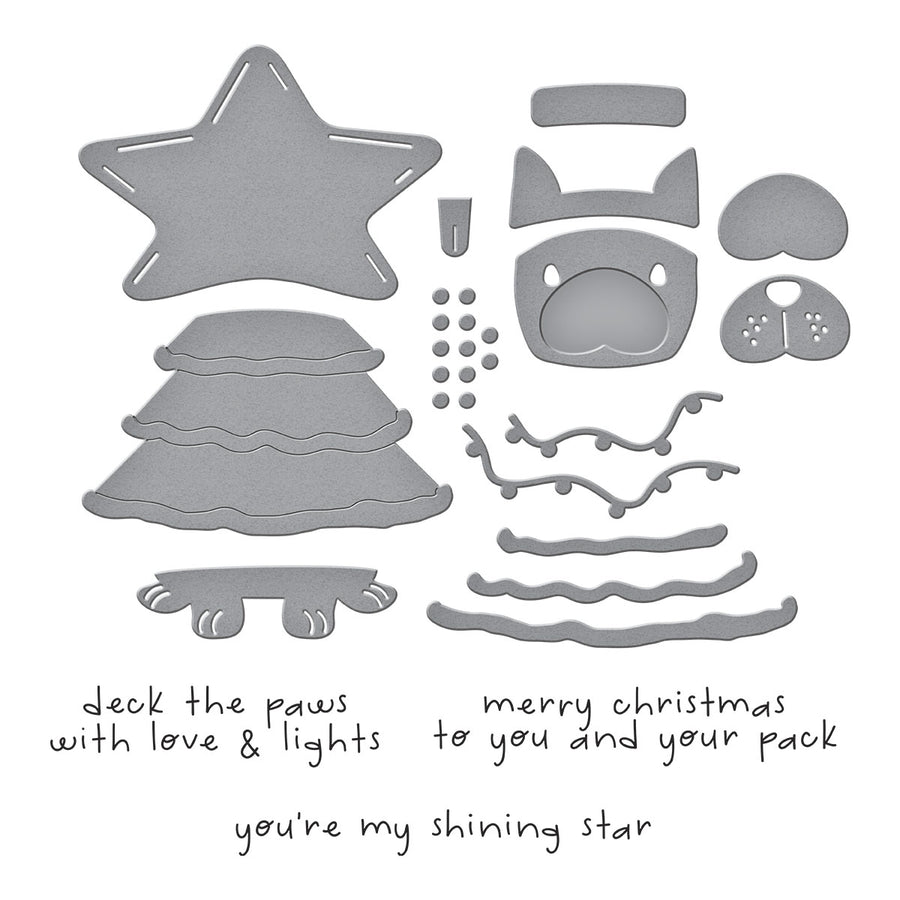 Spellbinders - Deck the Paws Clear Stamp & Die Set from the Merry Mischief Collection
