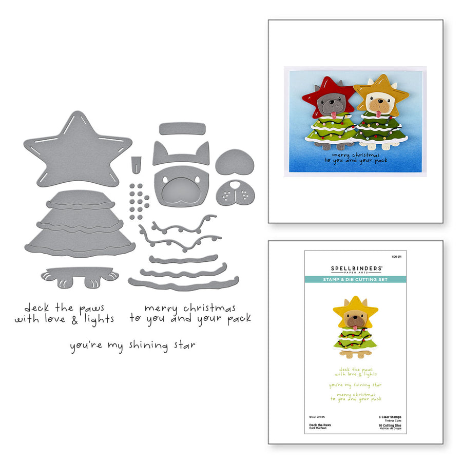 Spellbinders - Deck the Paws Clear Stamp & Die Set from the Merry Mischief Collection