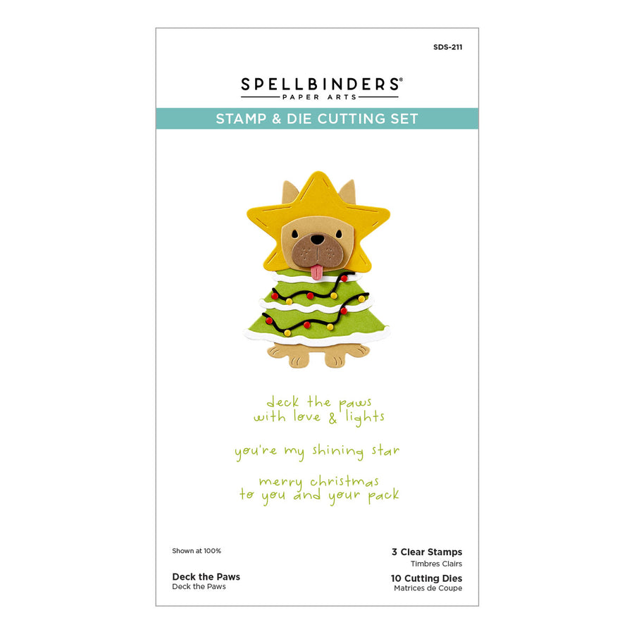 Spellbinders - Deck the Paws Clear Stamp & Die Set from the Merry Mischief Collection