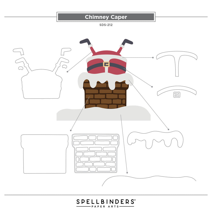 Spellbinders - Chimney Caper Clear Stamp & Die Set from the Merry Mischief Collection