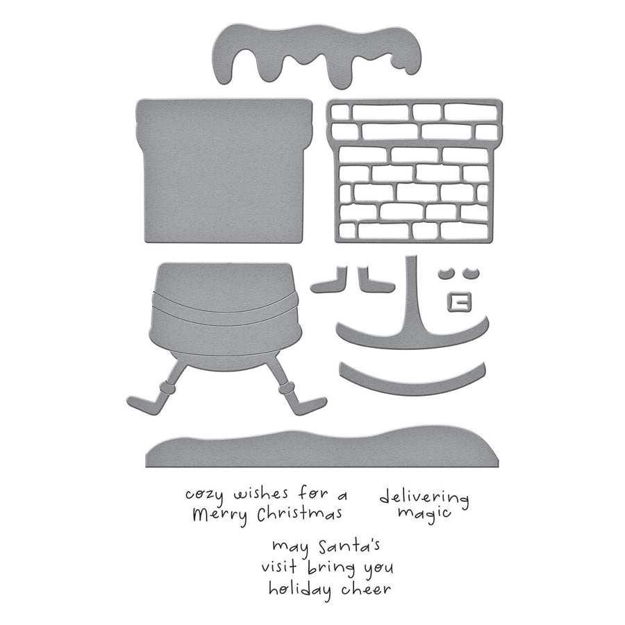 Spellbinders - Chimney Caper Clear Stamp & Die Set from the Merry Mischief Collection