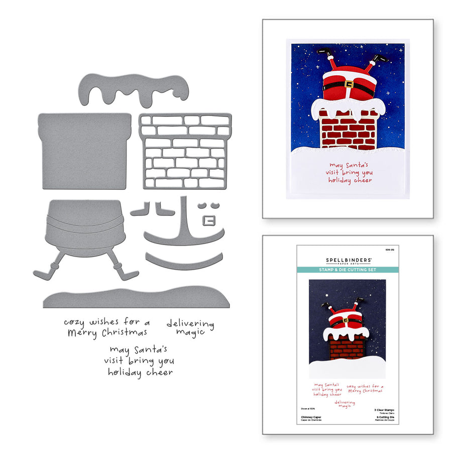 Spellbinders - Chimney Caper Clear Stamp & Die Set from the Merry Mischief Collection