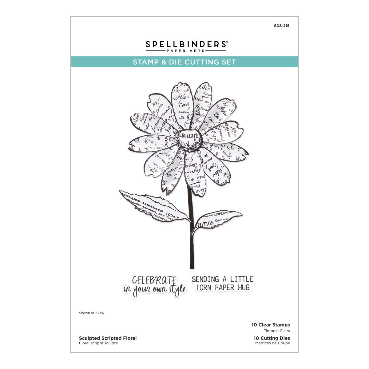 Spellbinders - Sculpted Scripted Floral Clear Stamp & Die Set from the Beautifully Imperfect Collection