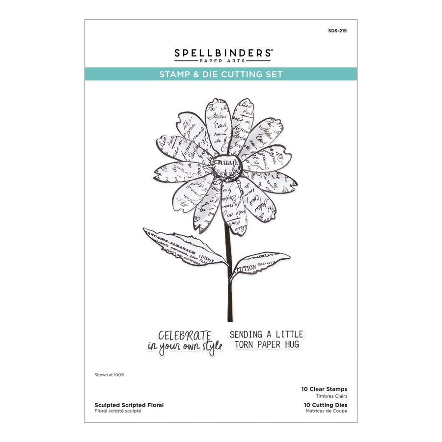 Spellbinders - Sculpted Scripted Floral Clear Stamp & Die Set from the Beautifully Imperfect Collection