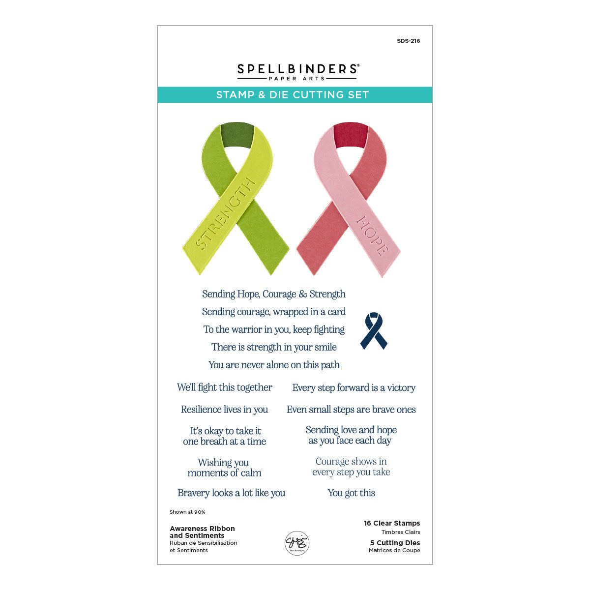 Spellbinders - Awareness Ribbon and Sentiments Stamp & Die Set by Sheri Ballantyne