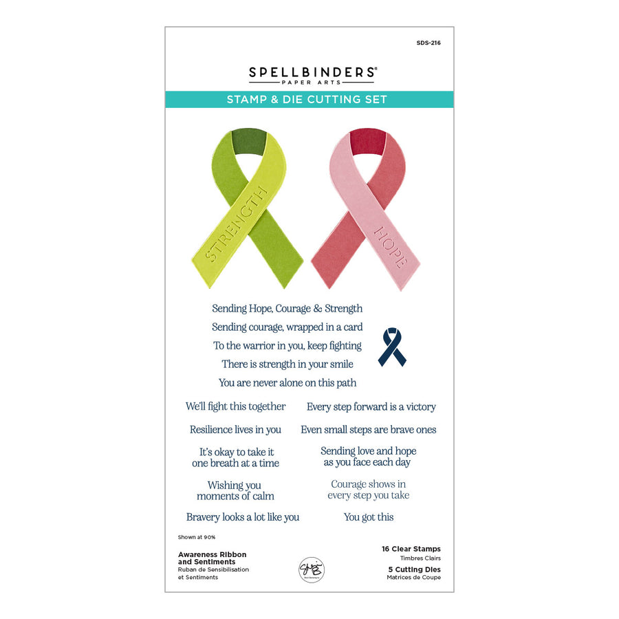 Spellbinders - Awareness Ribbon and Sentiments Stamp & Die Set by Sheri Ballantyne