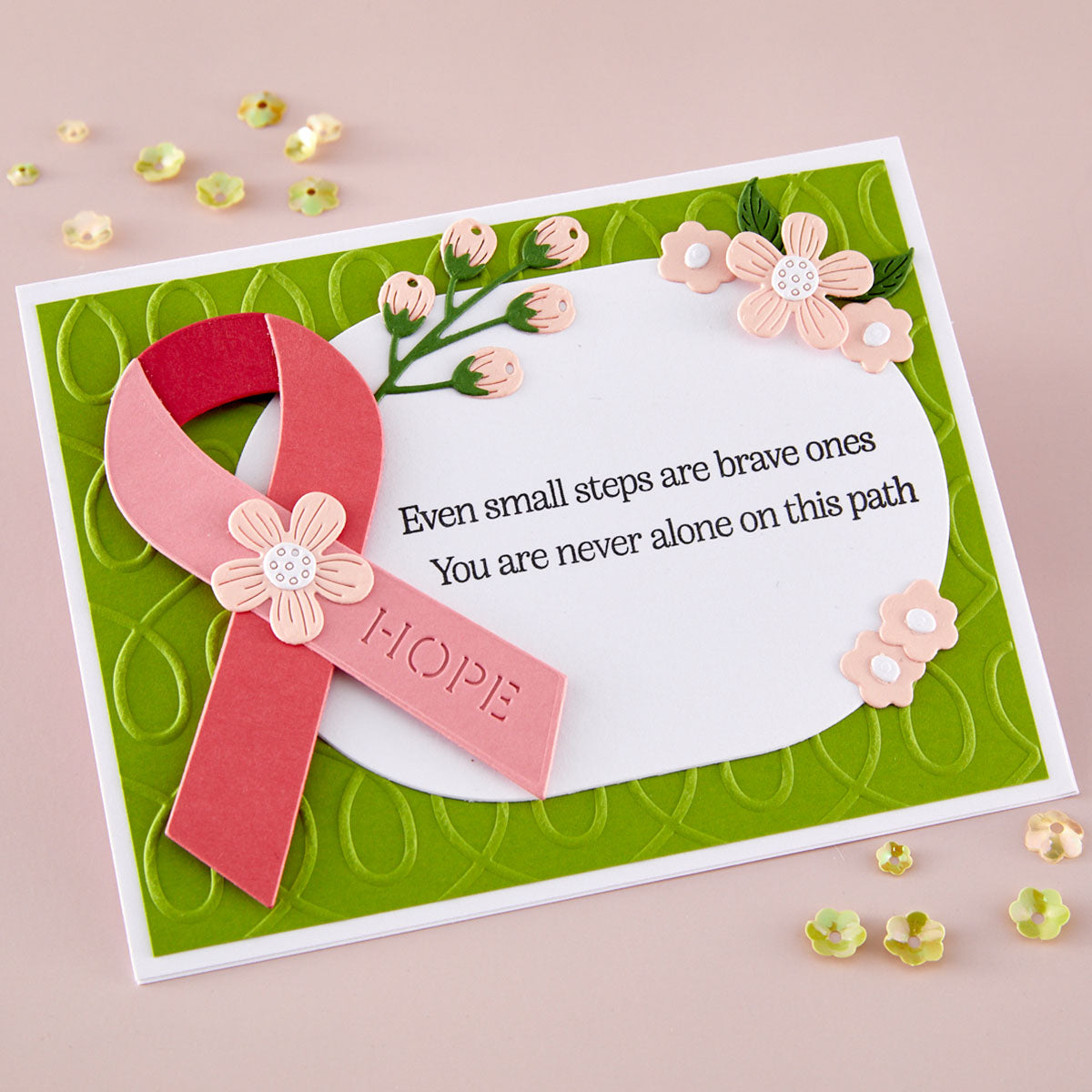 Spellbinders - Awareness Ribbon and Sentiments Stamp & Die Set by Sheri Ballantyne