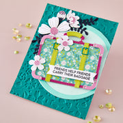 Spellbinders - Retro Suitcase and Sentiments Stamp & Die Set by Sheri Ballantyne