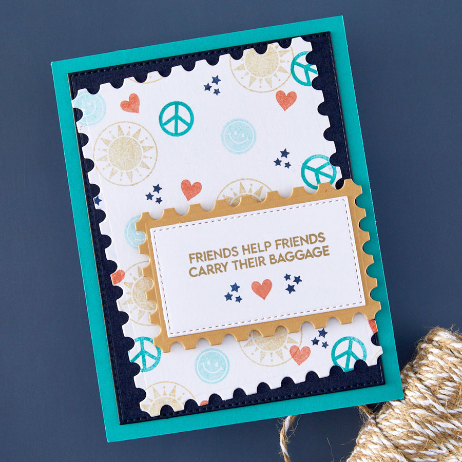 Spellbinders - Retro Suitcase and Sentiments Stamp & Die Set by Sheri Ballantyne