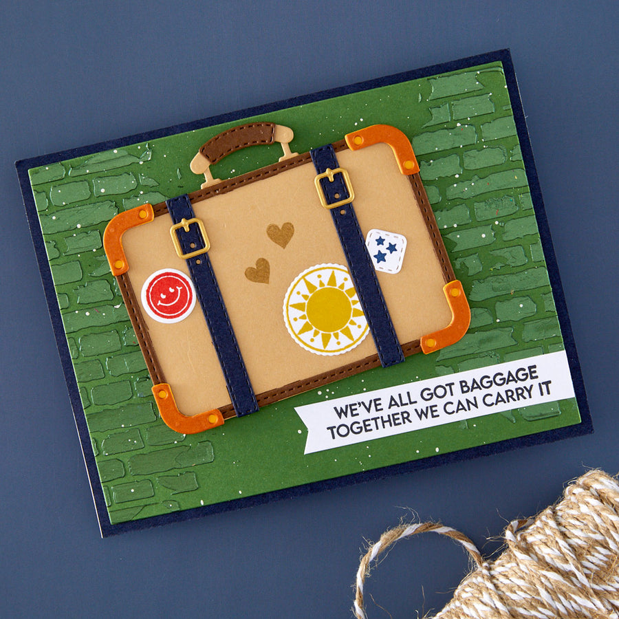 Spellbinders - Retro Suitcase and Sentiments Stamp & Die Set by Sheri Ballantyne