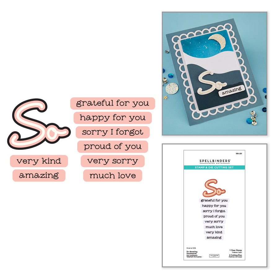 Spellbinders - So Amazing Sentiments Clear Stamp & Die Set by Lisa Horton