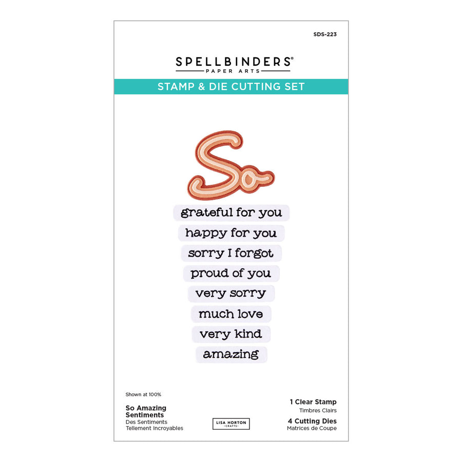Spellbinders - So Amazing Sentiments Clear Stamp & Die Set by Lisa Horton