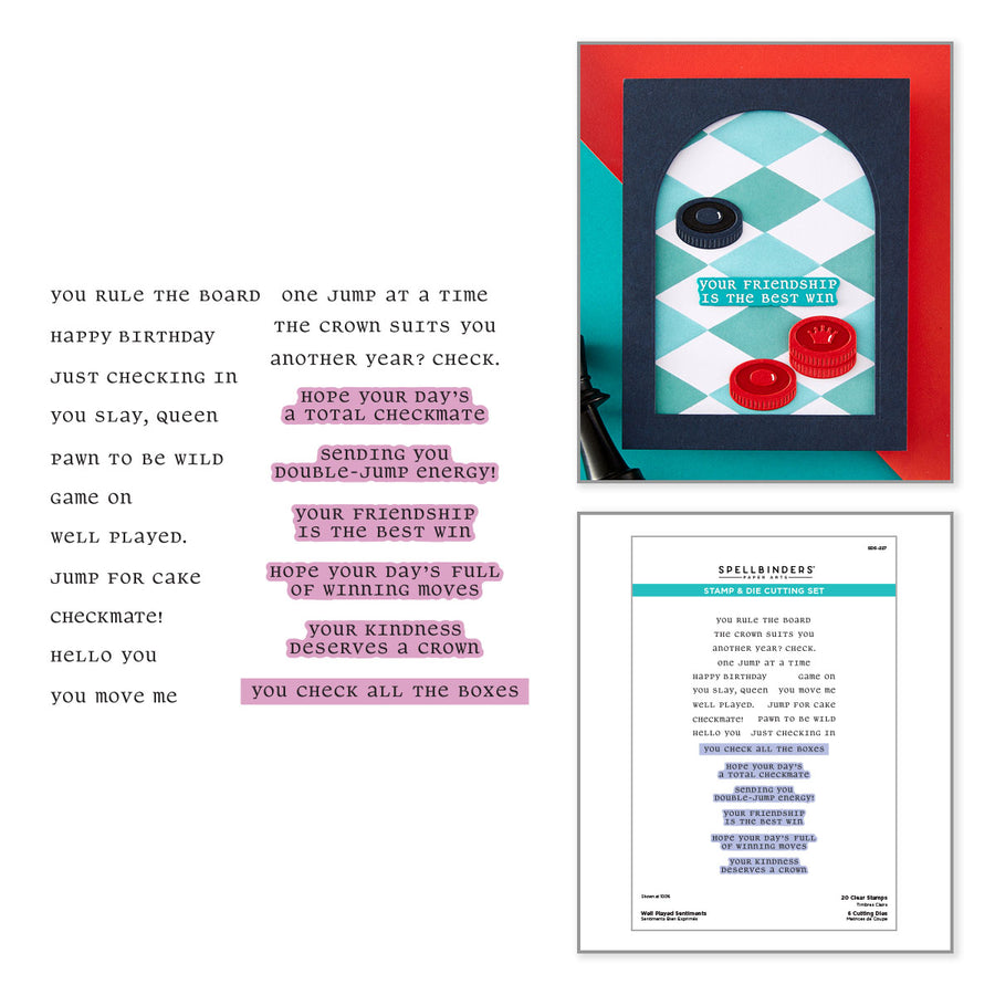 Spellbinders - Well Played Sentiments Clear Stamp & Die Set