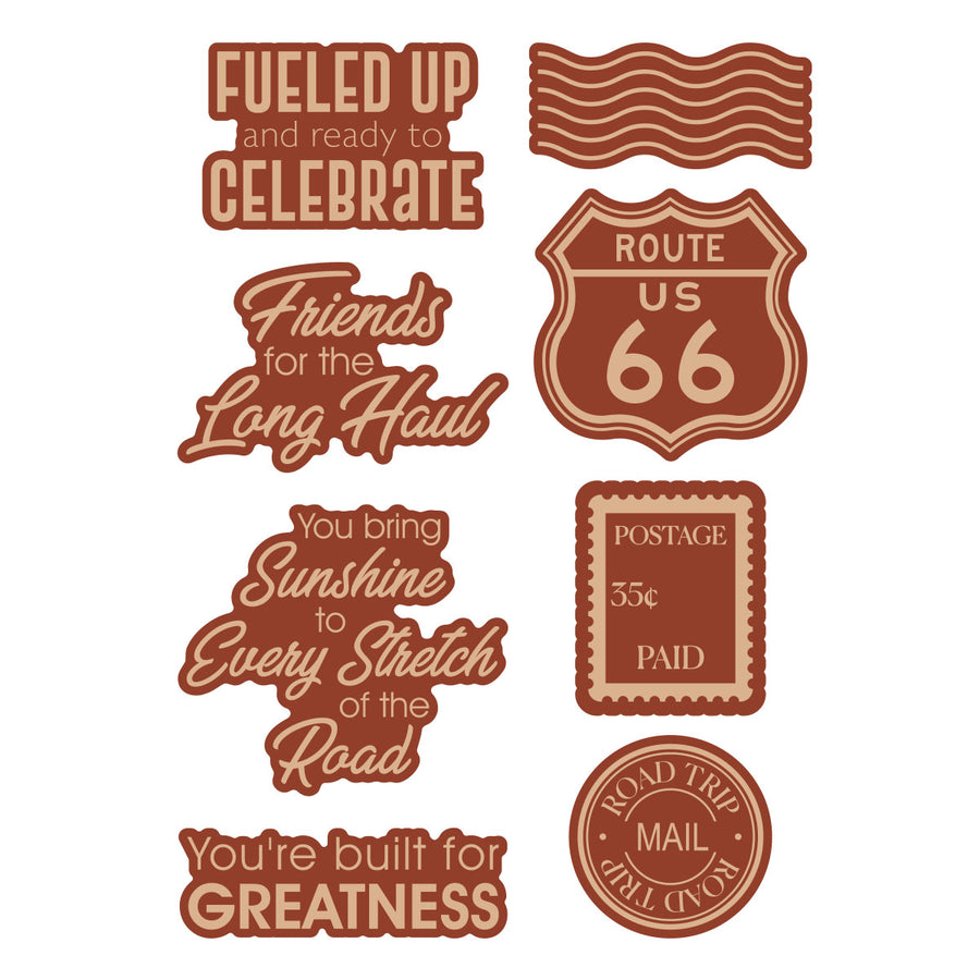 Spellbinders - Road Trip Adventures Sentiments Stamp & Die Set by Mindy Eggen