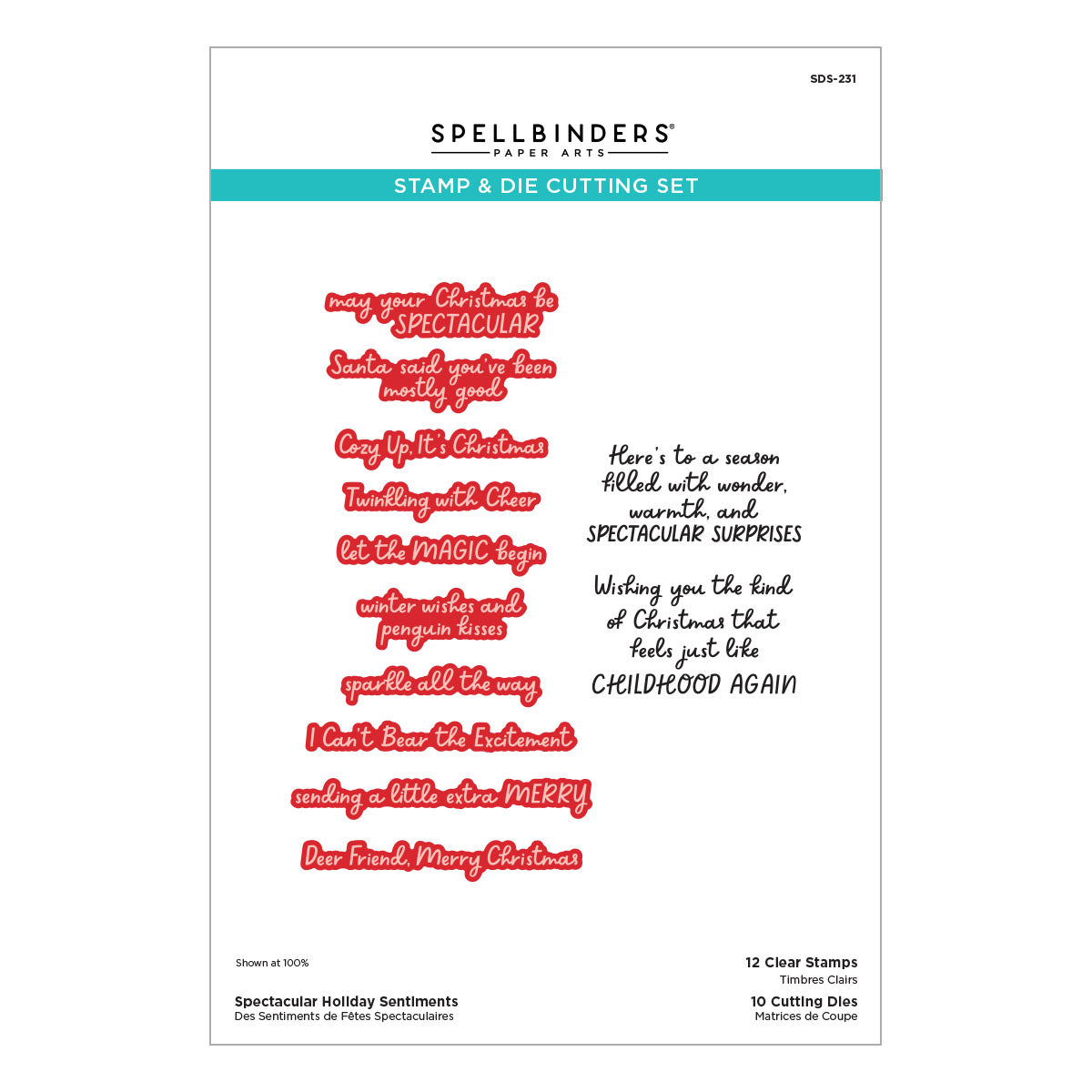 Spellbinders Spectacular Holiday Sentiments Stamp & Die Set