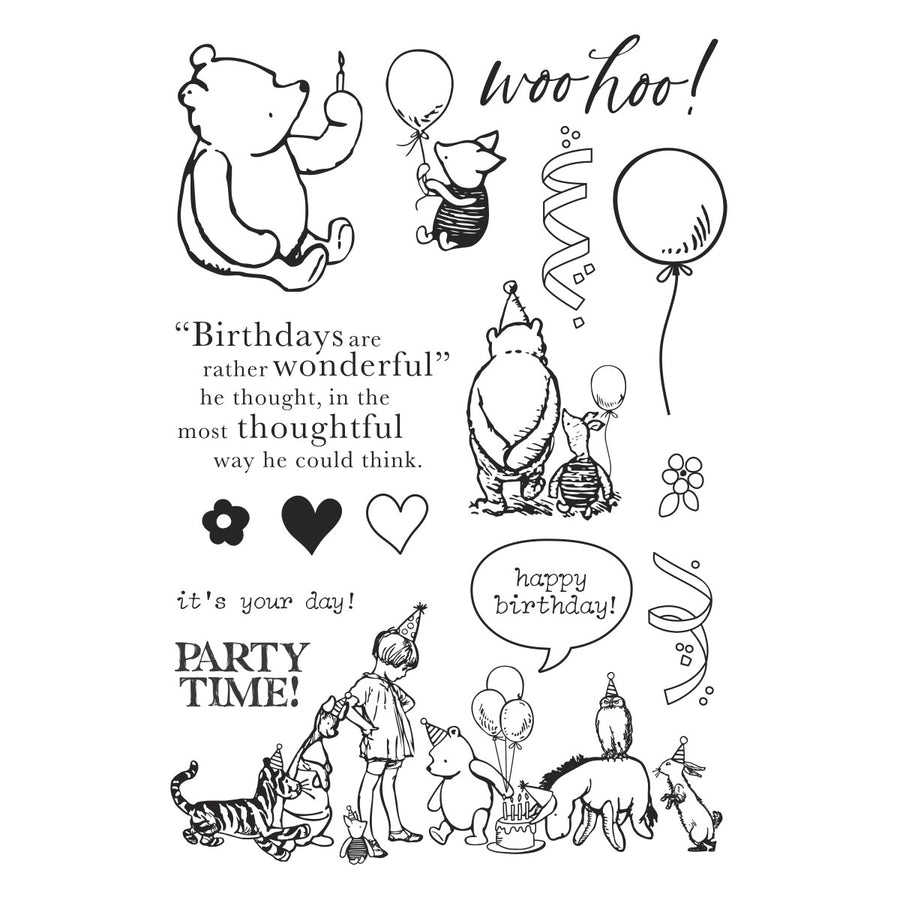 Spellbinders - Woo Hoo! Clear Stamps & Dies Bundle from the Say Cheese Classic Pooh Birthday Collection by Simple Stories